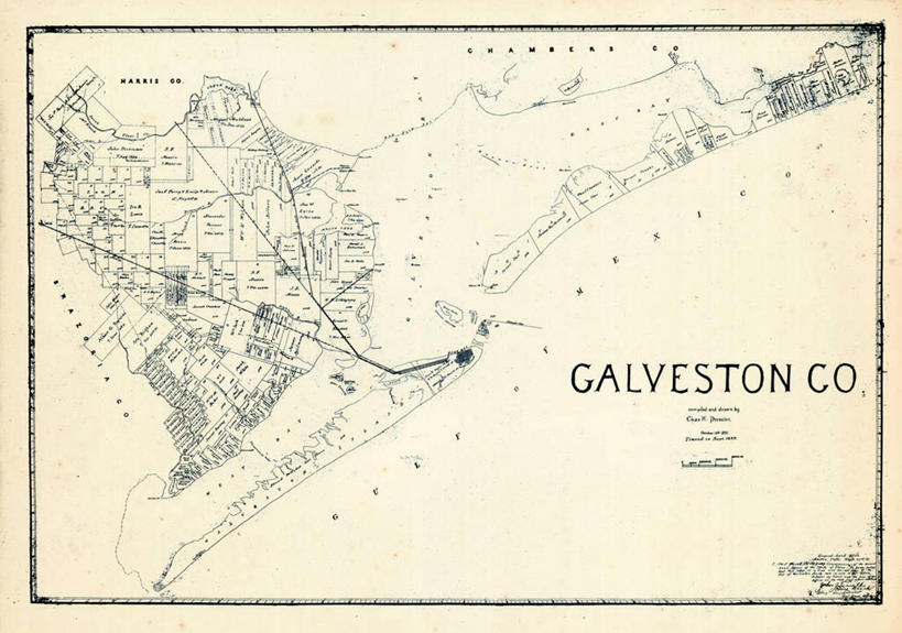 无人,横图,地图,历史,古董,德克萨斯,加尔维斯顿,彩图
