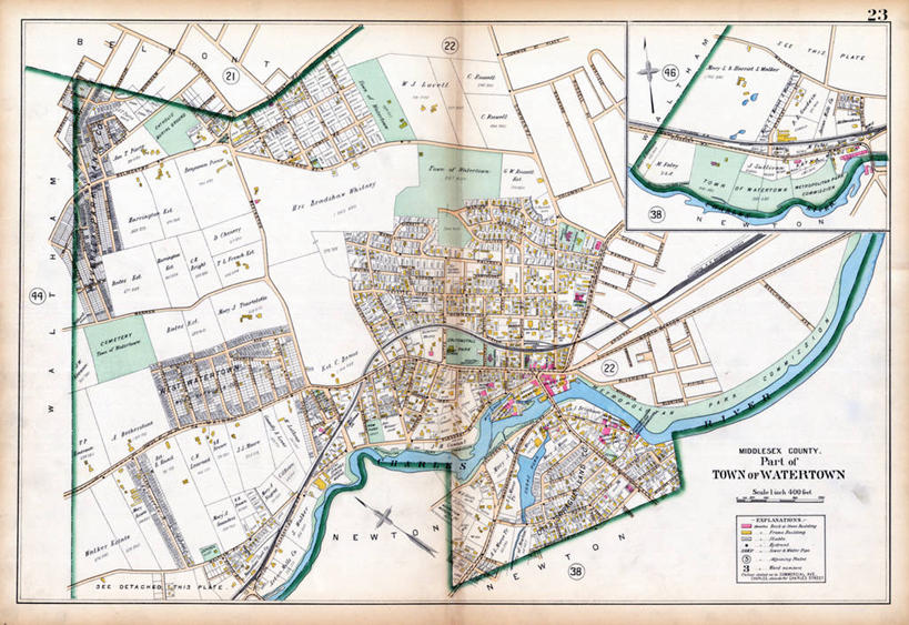 无人,横图,地图,历史,古董,马萨诸塞,查尔斯河,彩图