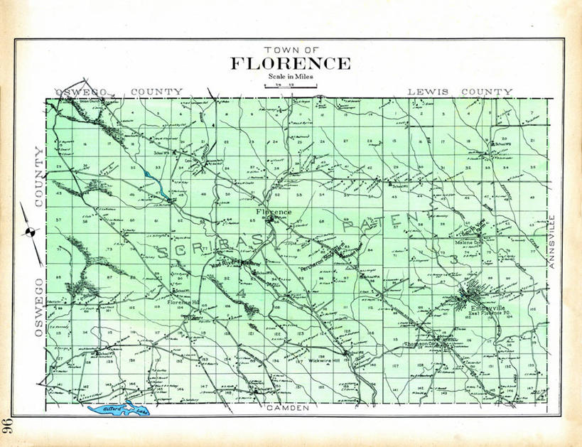 无人,横图,地图,佛罗伦萨,历史,古董,纽约州,彩图