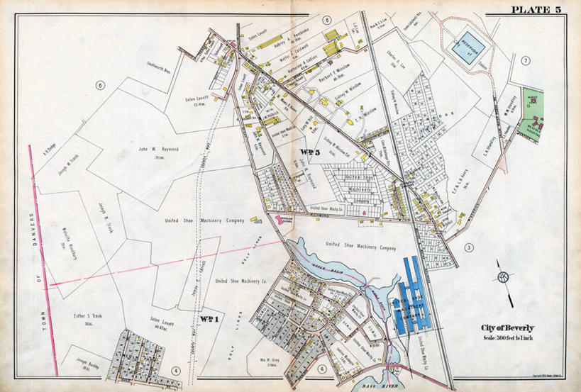 无人,横图,地图,城镇,历史,古董,马萨诸塞,彩图,贝弗利