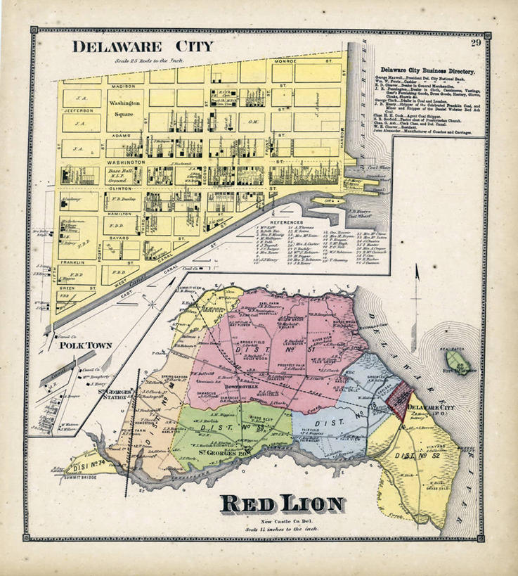 无人,竖图,地图,城镇,历史,古董,特拉华,彩图
