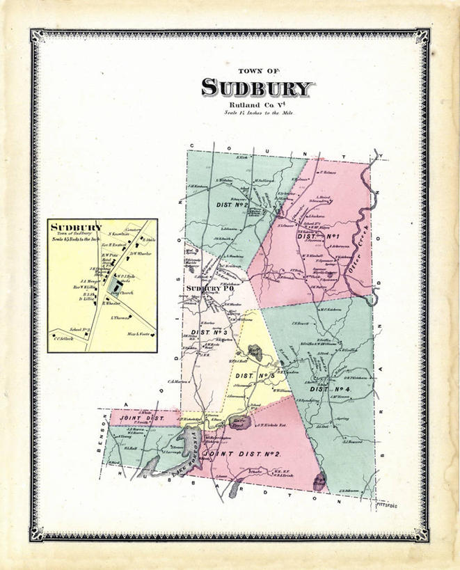 无人,竖图,地图,美国,城镇,历史,古董,北美,北美洲,美洲,佛蒙特州,佛蒙特,绿岭之州,北亚美利加洲,亚美利加洲,萨德伯里,彩图,美利坚合众国