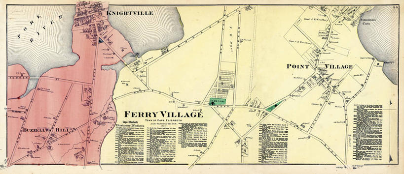 无人,横图,全景,地图,历史,古董,缅因州,彩图,伊丽莎白角