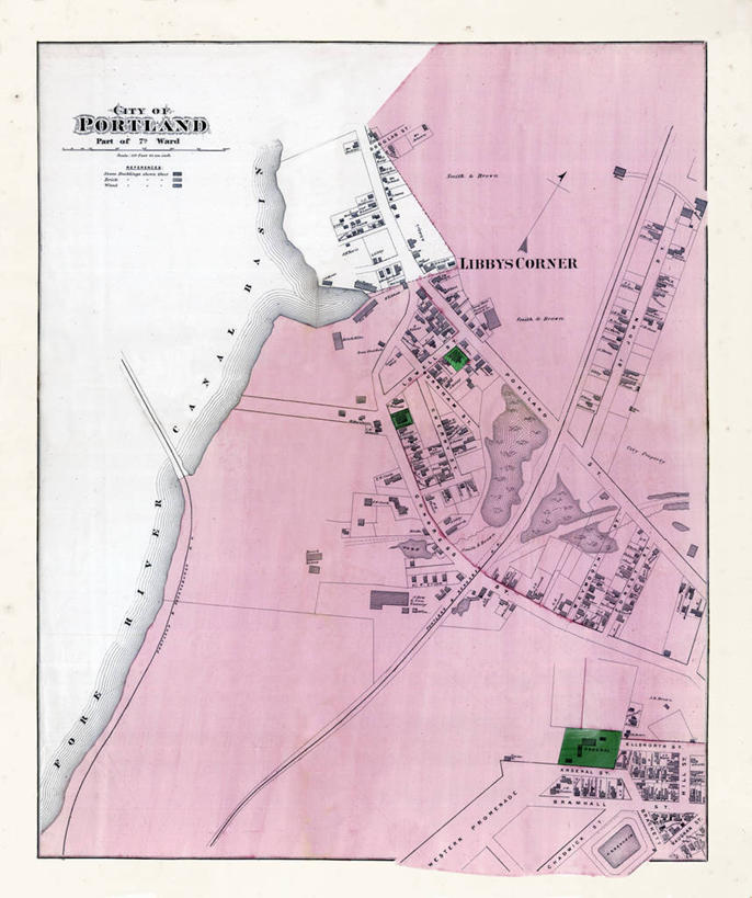 无人,竖图,地图,城镇,历史,古董,缅因州,波特兰,彩图