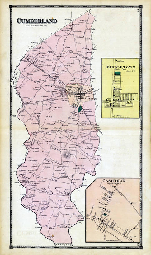 无人,竖图,地图,城镇,历史,古董,宾夕法尼亚,坎伯兰县,彩图