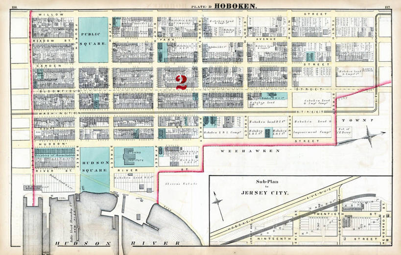 无人,横图,地图,历史,古董,霍博肯,新泽西,彩图