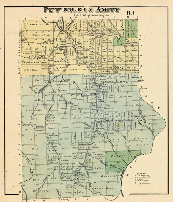 无人,竖图,地图,历史,古董,缅因州,彩图