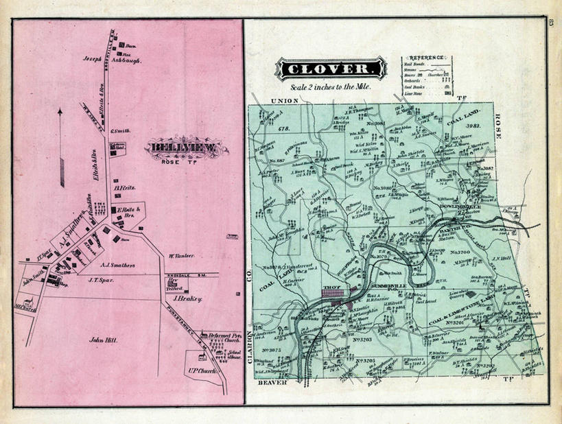 无人,横图,地图,城镇,三叶草,历史,古董,宾夕法尼亚,彩图