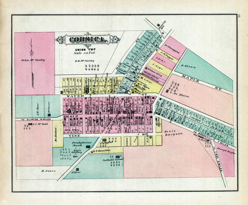 无人,横图,地图,城镇,历史,古董,科西嘉,宾夕法尼亚,彩图