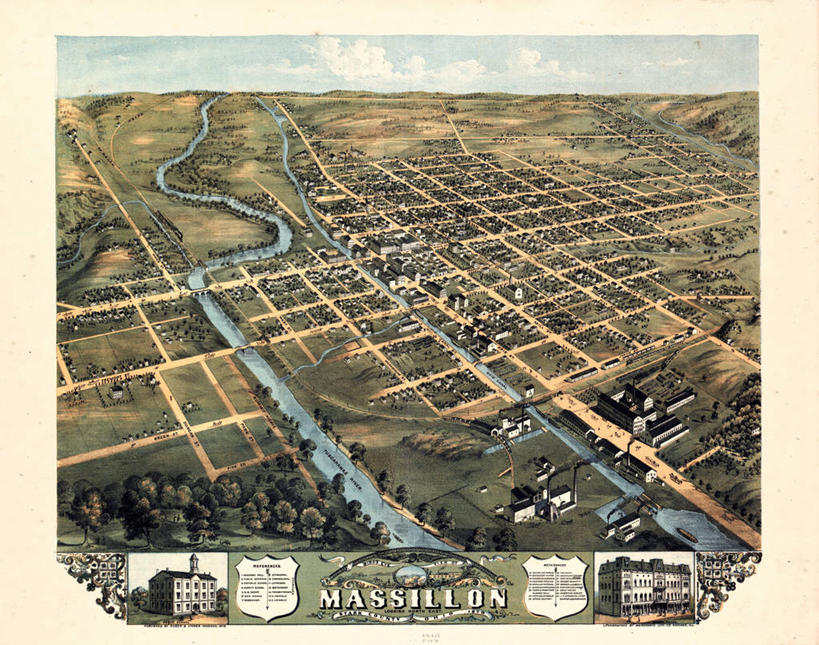 无人,横图,俯视,地图,历史,古董,俄亥俄州,彩图,高角度拍摄