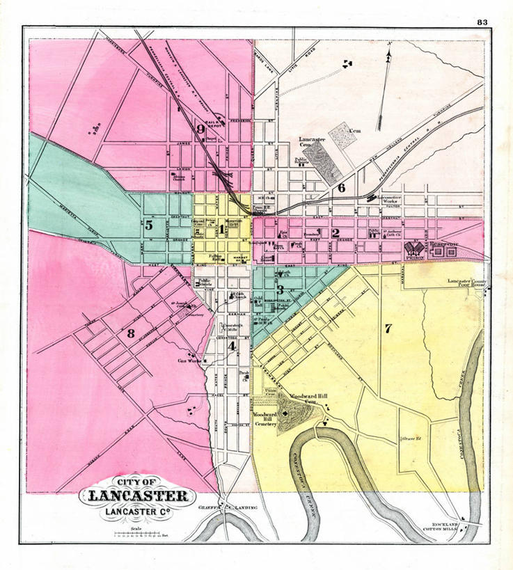 无人,竖图,地图,城镇,历史,古董,宾夕法尼亚,兰开斯特,彩图