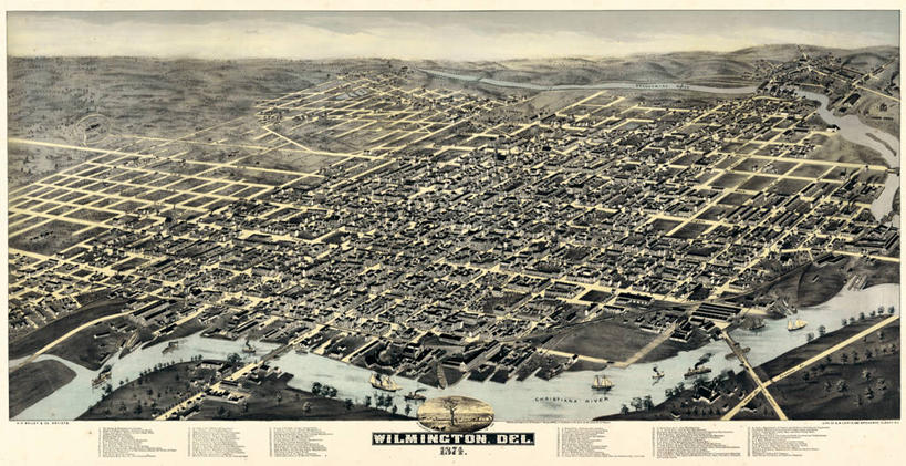 无人,横图,俯视,地图,历史,古董,特拉华,彩图,高角度拍摄