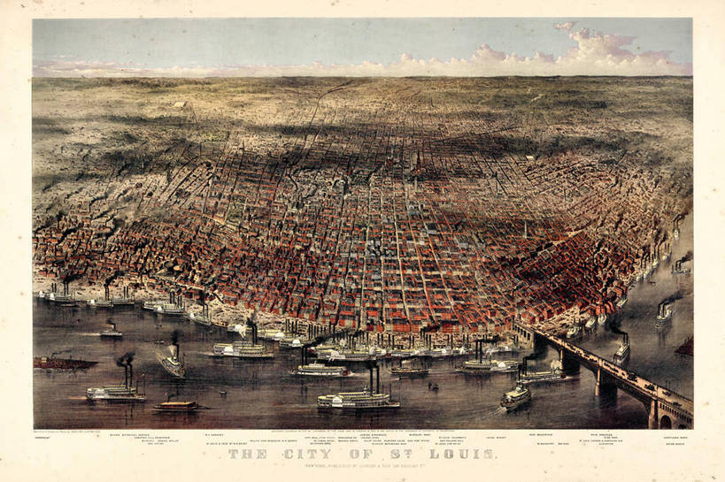 无人,横图,俯视,地图,历史,古董,密苏里,彩图,高角度拍摄