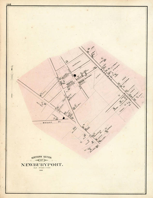 无人,竖图,地图,历史,古董,马萨诸塞,彩图,纽伯利波特