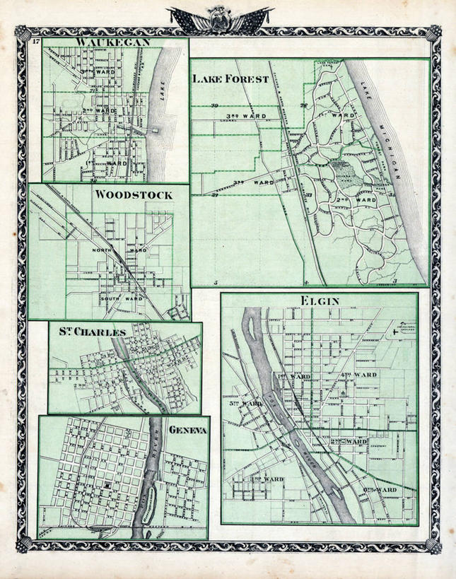 无人,竖图,地图,城镇,历史,古董,伊利诺斯州,日内瓦,彩图