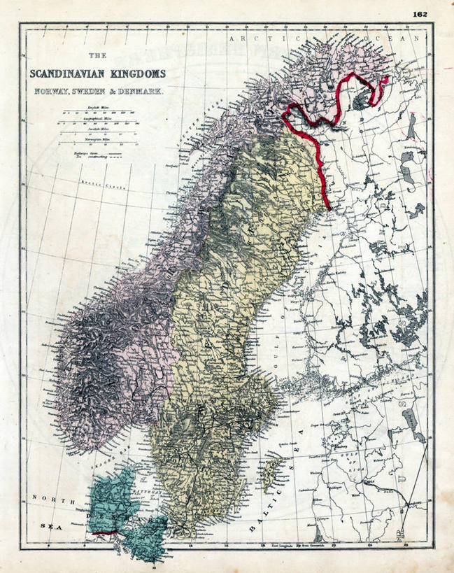 无人,竖图,地图,历史,古董,斯堪狄纳维亚半岛,彩图