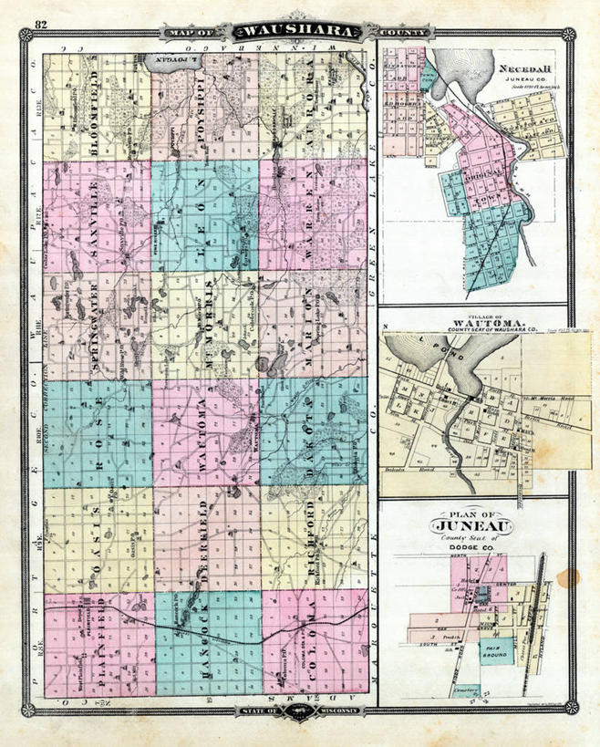 无人,竖图,地图,城镇,历史,古董,威斯康星,朱诺,彩图