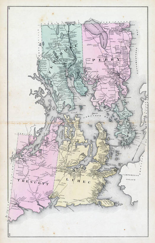 无人,竖图,地图,历史,古董,缅因州,彭布罗克郡,彩图