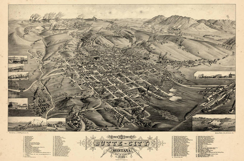 无人,横图,俯视,地图,历史,古董,蒙大拿州,彩图,高角度拍摄