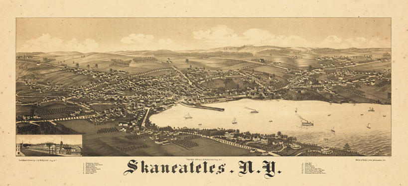 无人,横图,全景,俯视,地图,历史,古董,纽约州,彩图,高角度拍摄