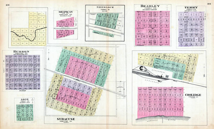 无人,横图,地图,城镇,历史,古董,堪萨斯,彩图,哈德孙河
