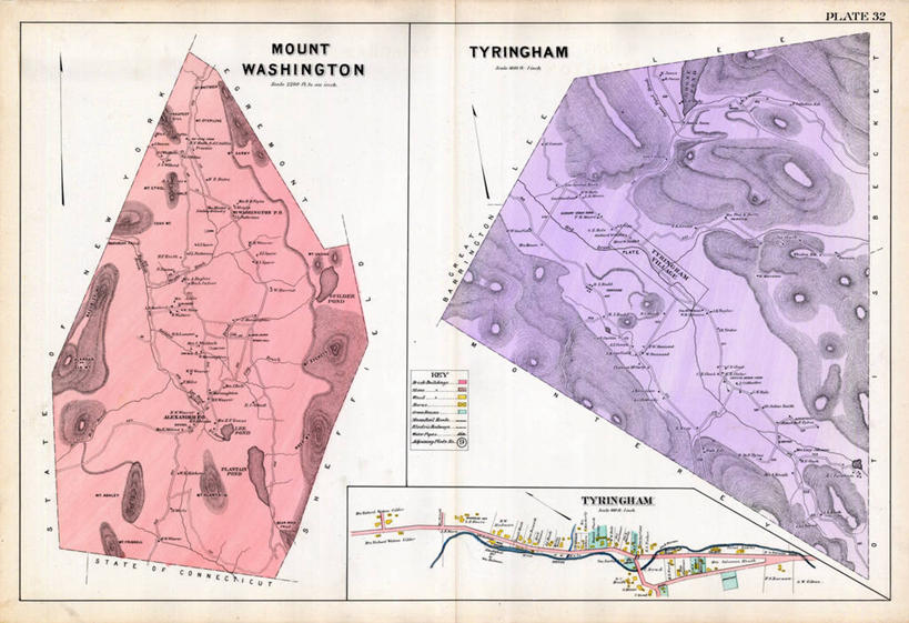 无人,横图,地图,历史,古董,马萨诸塞,彩图,华盛顿山