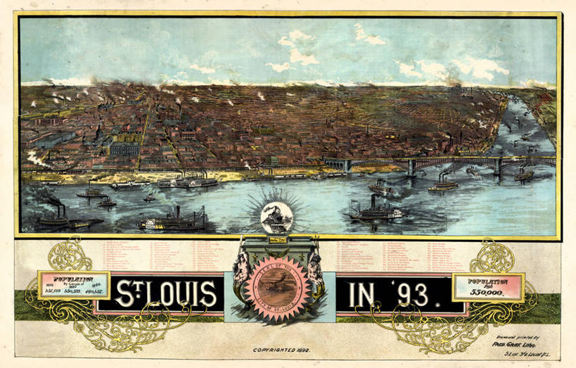 无人,横图,全景,地图,历史,古董,密苏里,彩图