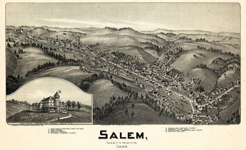 无人,横图,俯视,地图,历史,古董,西弗吉尼亚,彩图,高角度拍摄