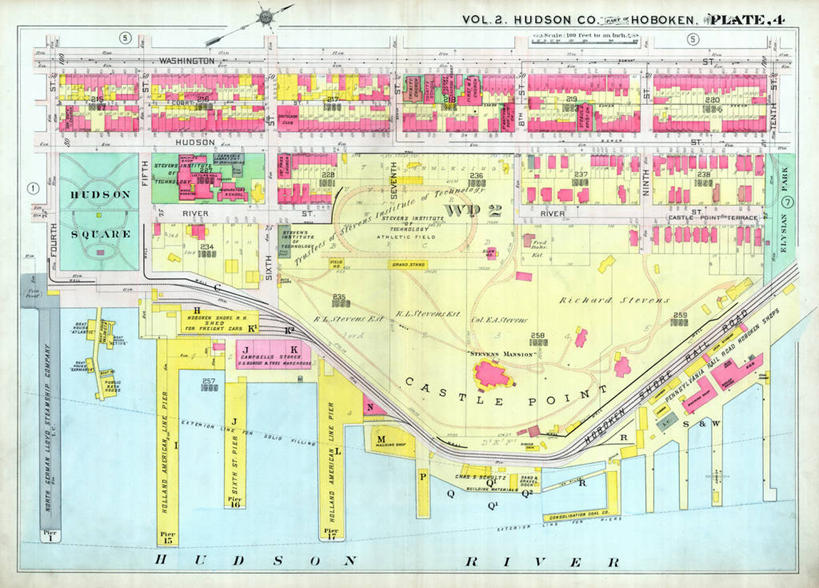 无人,横图,地图,城镇,历史,古董,霍博肯,新泽西,彩图