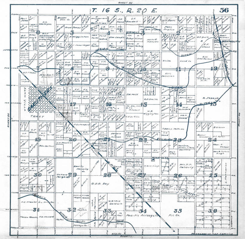 无人,横图,地图,正方形,历史,古董,加利福尼亚,弗雷斯诺县,彩图