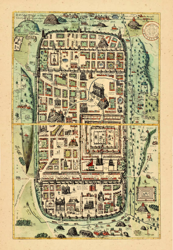 无人,竖图,地图,以色列,亚洲,城镇,历史,古董,彩图