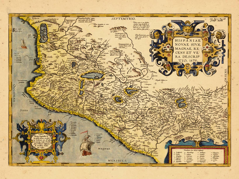 无人,横图,地图,墨西哥,历史,古董,拉丁美洲,彩图