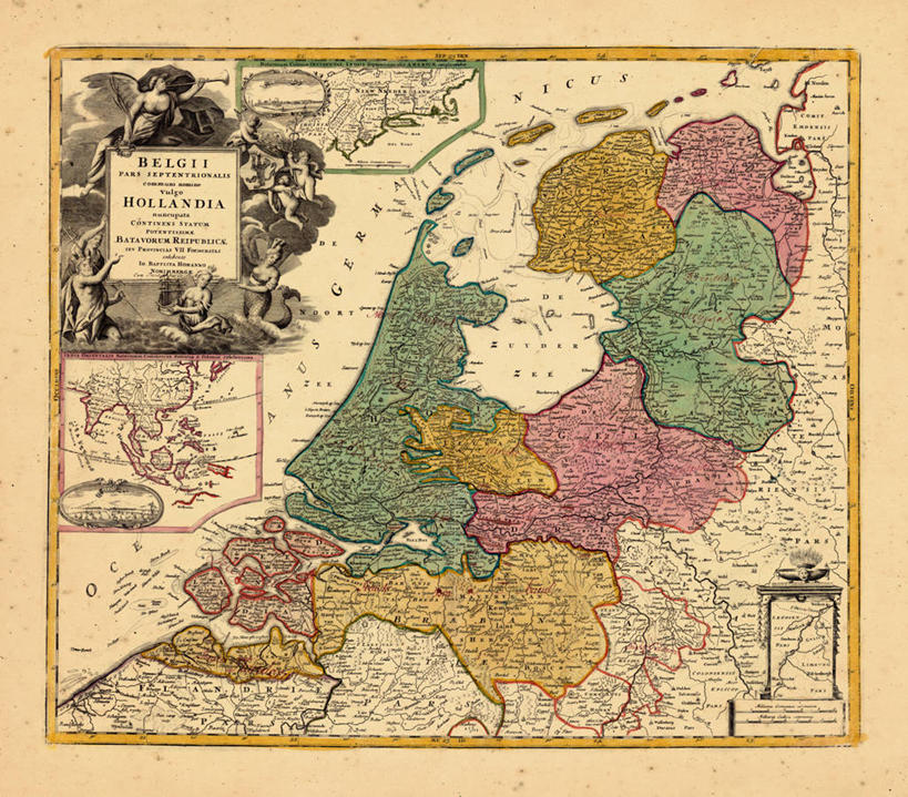 无人,横图,地图,欧洲,荷兰,历史,古董,彩图