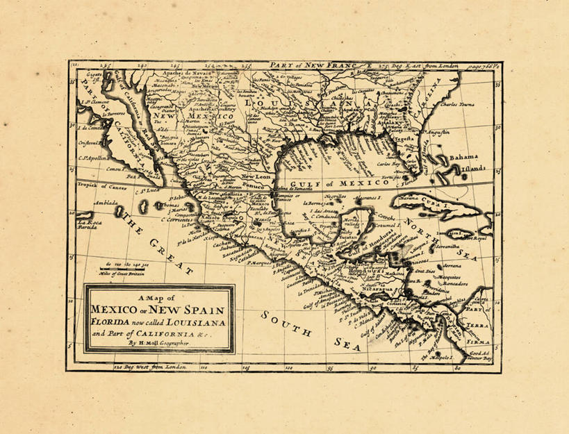 无人,横图,地图,墨西哥,美国,历史,古董,北美,彩图