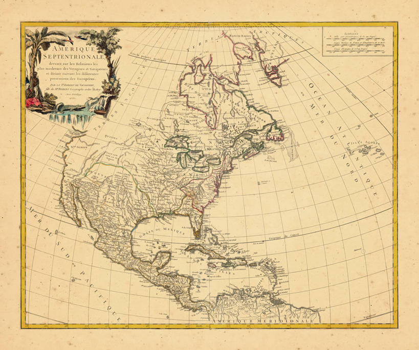 无人,横图,地图,历史,古董,北美,彩图