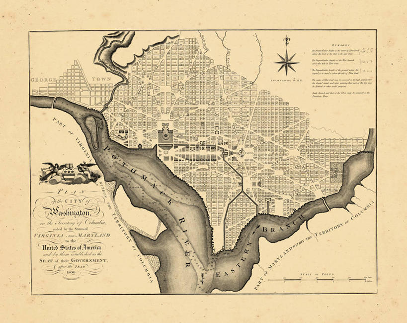 无人,横图,地图,城镇,首都,历史,古董,北美,华盛顿特区,彩图