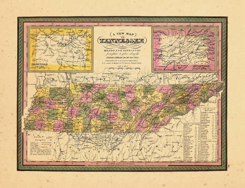 无人,横图,地图,历史,古董,北美,田纳西,彩图