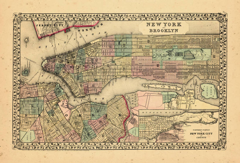 无人,横图,地图,纽约,城镇,历史,古董,北美,彩图