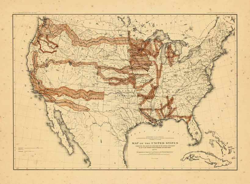 无人,横图,路,铁路,地图,美国,轨道,交通,铁轨,历史,运输,古董,北美,彩图