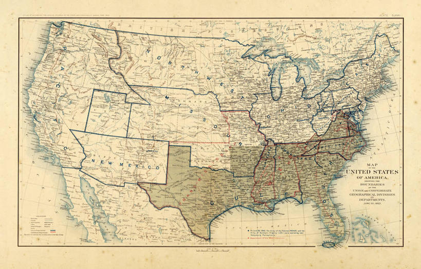 无人,横图,地图,历史,古董,北美,内战,彩图