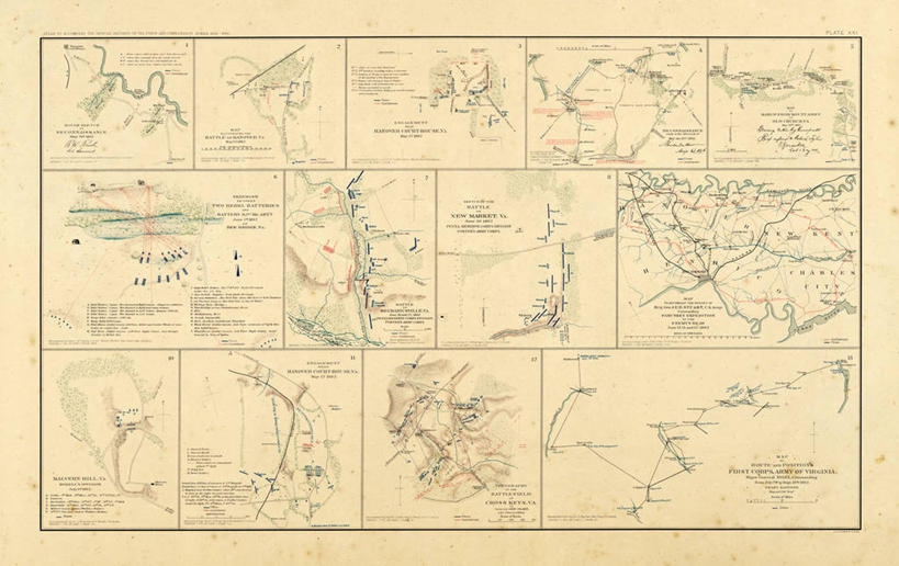 无人,横图,地图,城镇,历史,古董,北美,维吉尼亚,内战,彩图