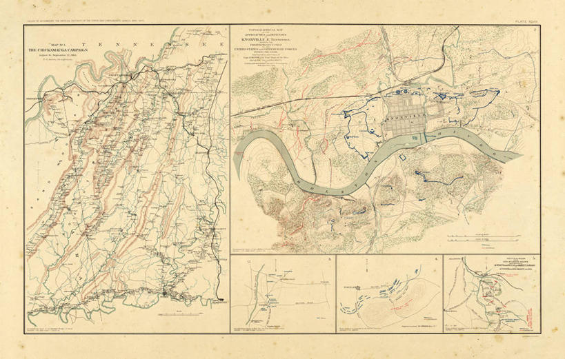 无人,横图,地图,历史,古董,北美,田纳西,内战,彩图