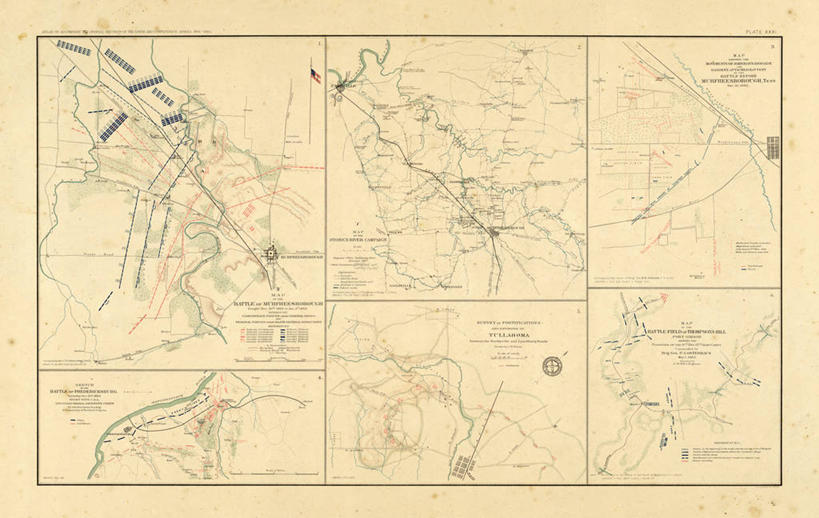 无人,横图,地图,历史,古董,北美,田纳西,内战,彩图