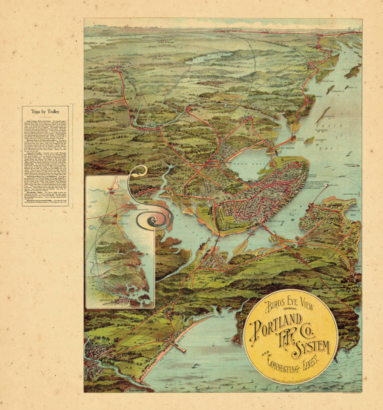 无人,竖图,俯视,地图,历史,古董,缅因州,波特兰,彩图,高角度拍摄