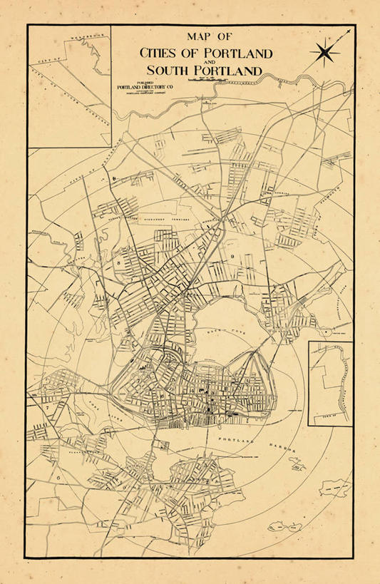 无人,竖图,地图,历史,古董,北美,缅因州,波特兰,彩图