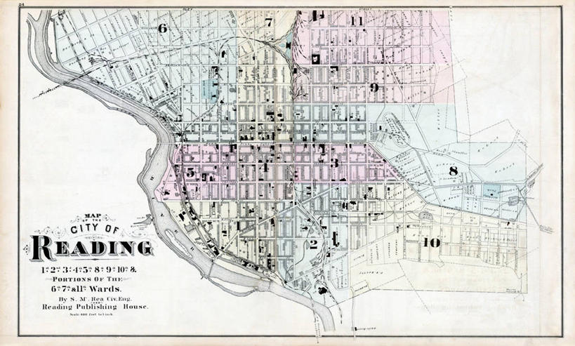 无人,横图,地图,城镇,历史,读书,古董,宾夕法尼亚,彩图,地图学