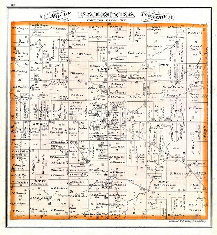 无人,竖图,地图,历史,古董,俄亥俄州,巴尔米拉,彩图,地图学
