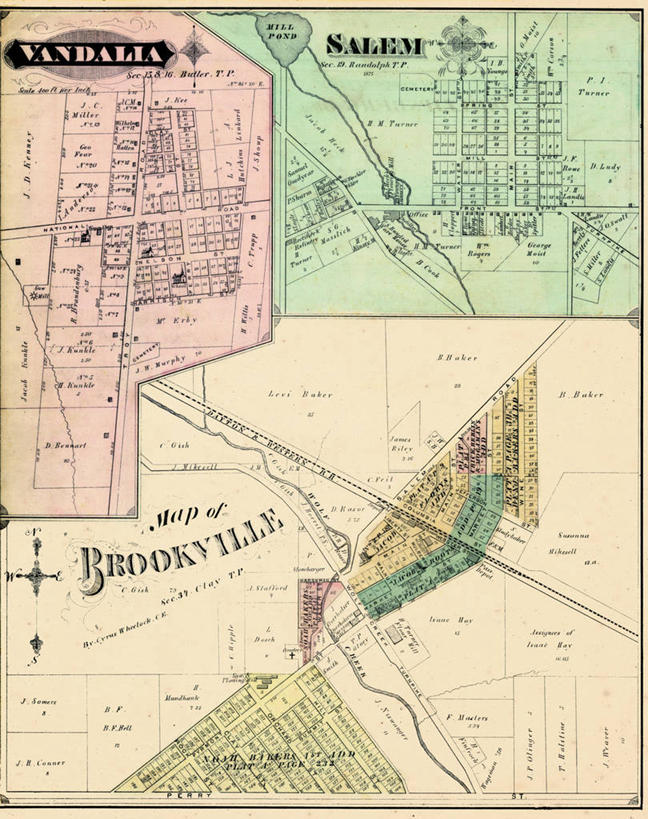 无人,竖图,地图,城镇,历史,古董,俄亥俄州,塞伦,彩图,地图学