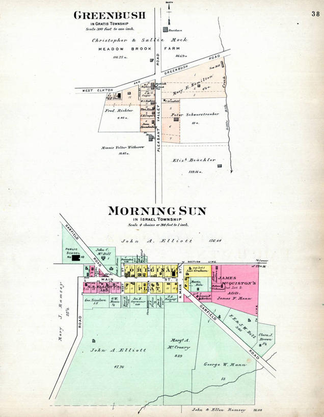 无人,竖图,地图,城镇,黎明,历史,古董,俄亥俄州,彩图,地图学