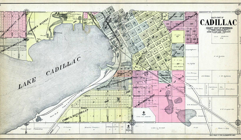 无人,横图,地图,美国,城镇,历史,古董,北美,北美洲,美洲,北亚美利加洲,亚美利加洲,密歇根,密歇根州,貂熊州,狼獾之州,狼獾州,彩图,美利坚合众国,地图学,卡迪拉克